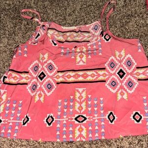 Freeway Pink Geometric Patterned Top